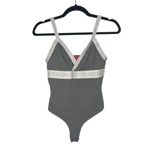 GUESS Women’s Small Bodysuit Top Gray V-Neck